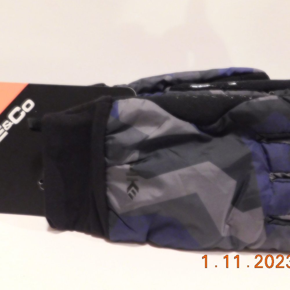 Hawke & Co Gloves Size L/XL Lightweight Nylon Blue Fractal Camo NEW